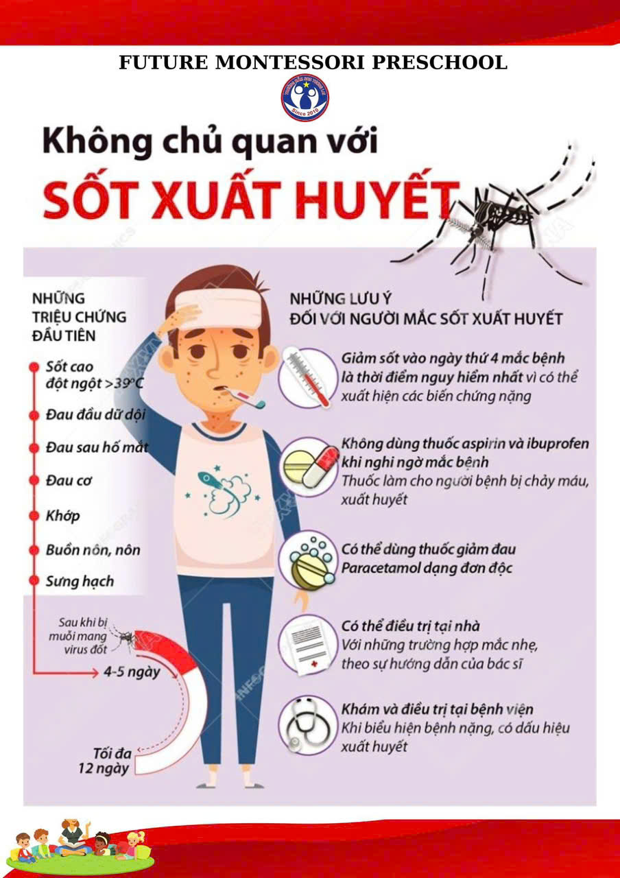 CÁCH PHÒNG CHỐNG SỐT XUẤT HUYẾT CHO BÉ Ở TRƯỜNG MẦM NON